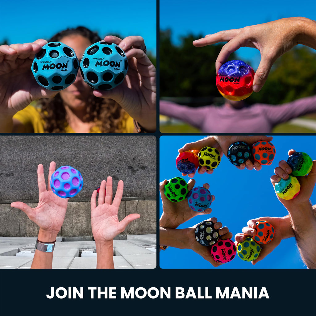 Waboba Moon Ball - Hyper Bouncy Ball with Pop Sound - Black/Silver