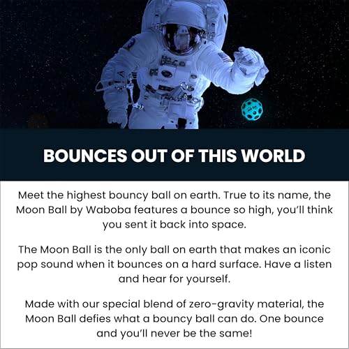 Waboba Moon Ball - Hyper Bouncy Ball with Pop Sound - Black/Silver