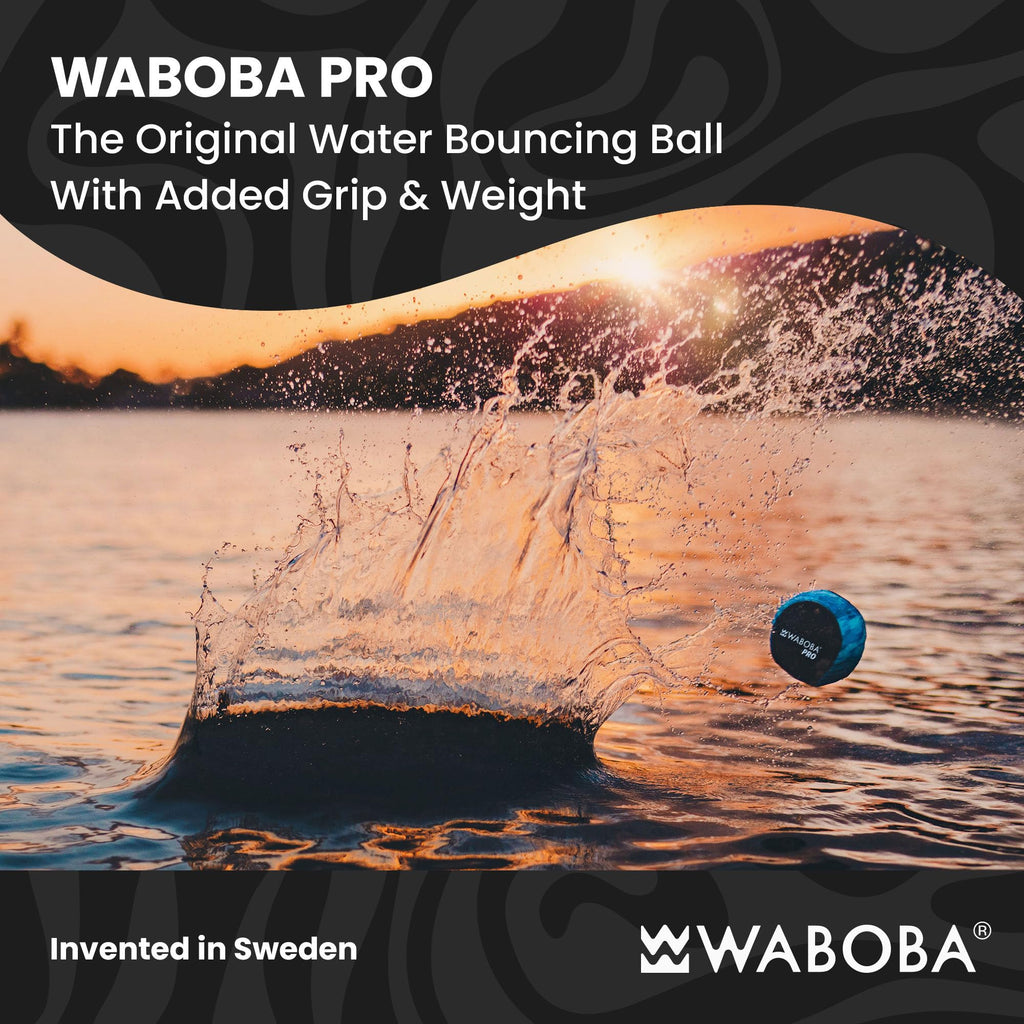 Waboba Pro Water Skipping Ball – Blue Waves, 2.2-Inch Bouncing Ball for Pool and Beach