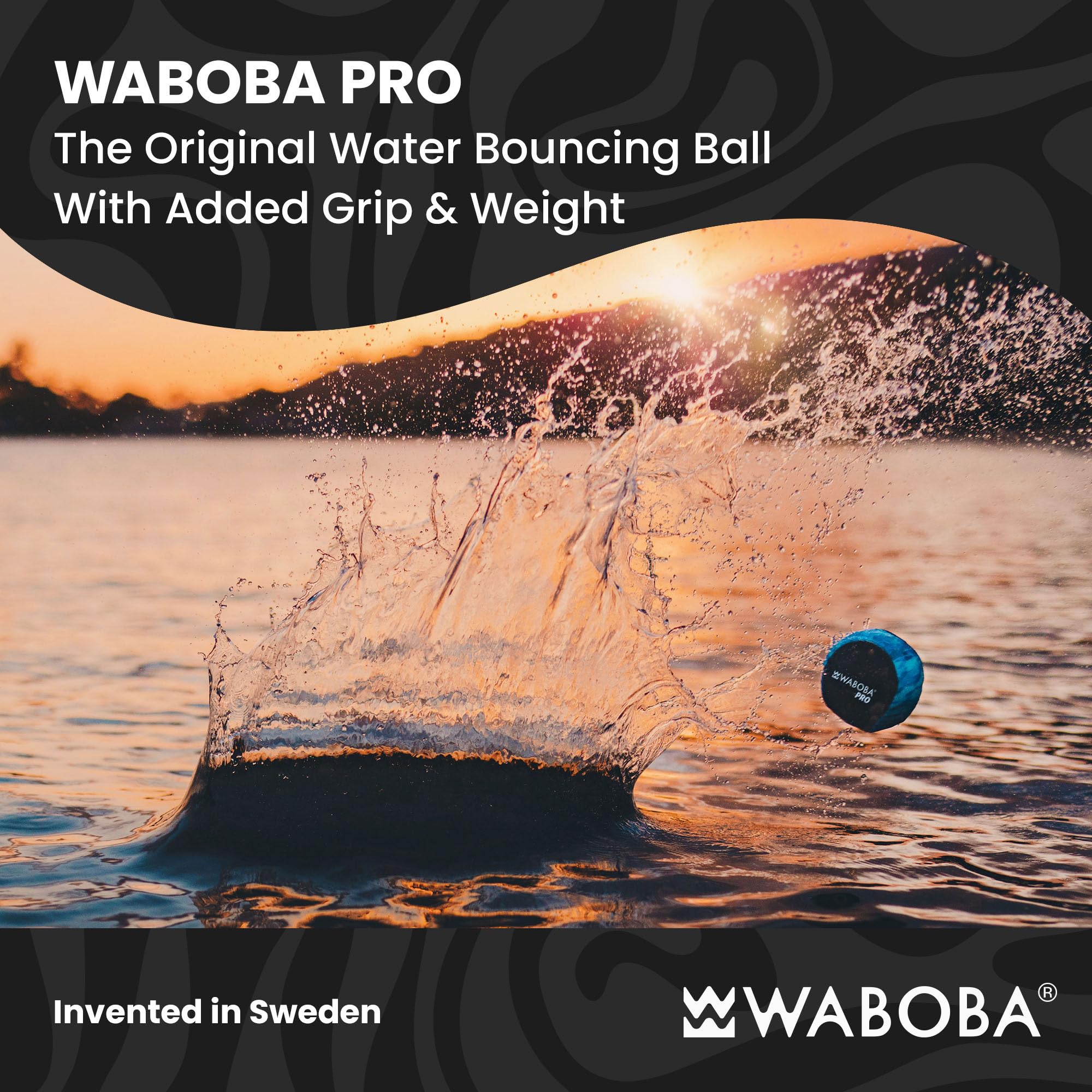 Waboba Pro Water Skipping Ball – Blue Waves, 2.2-Inch Bouncing Ball for Pool and Beach