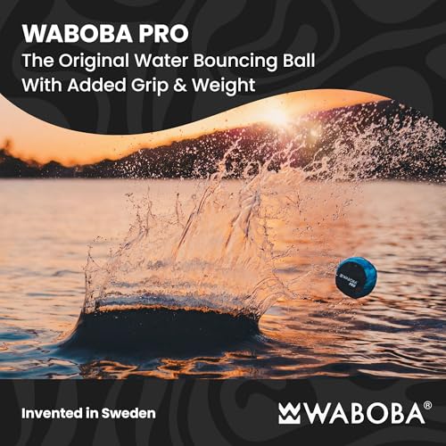 Waboba Pro Water Skipping Ball – Colorful Lines, 2.2-Inch, for Beach and Pool Games