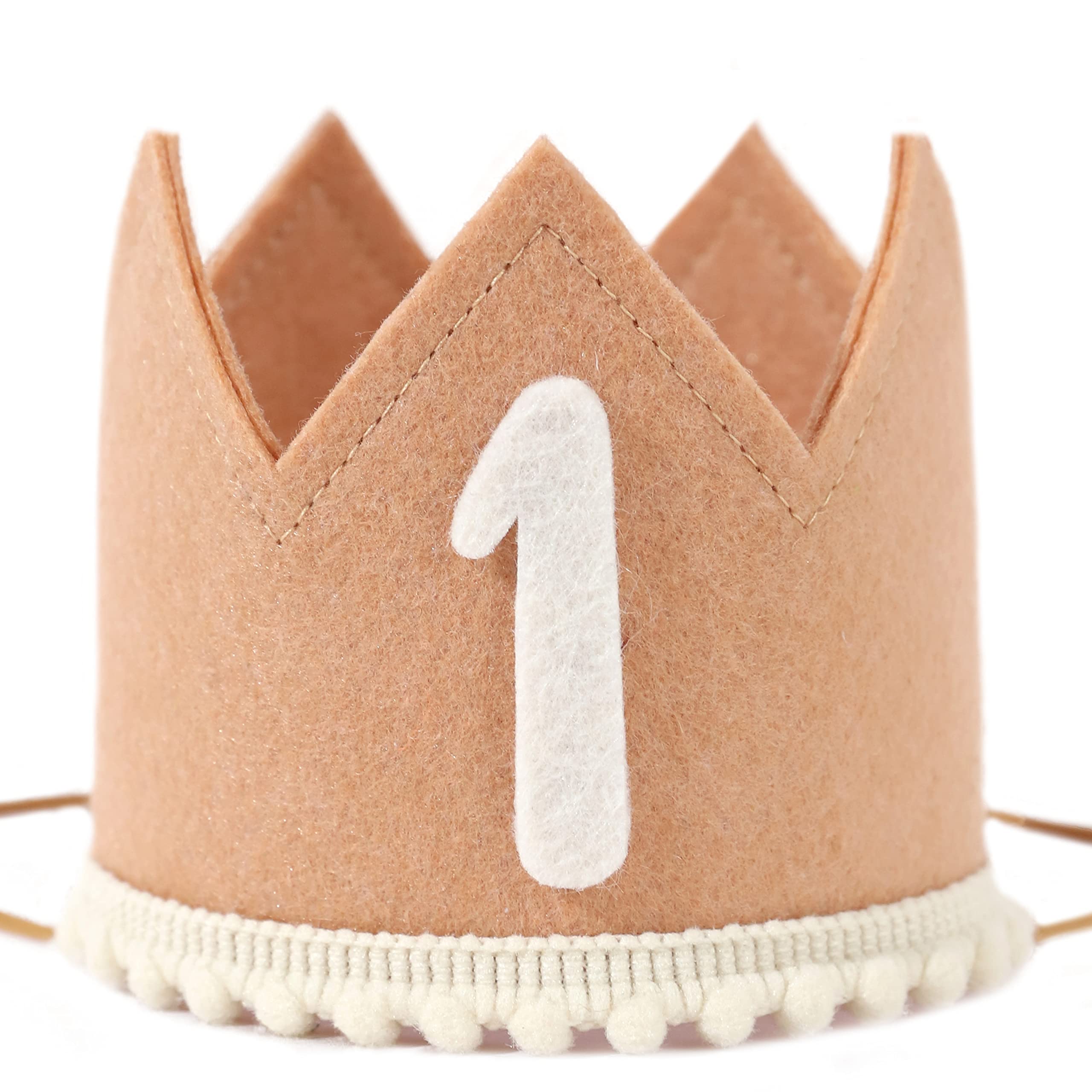 WAHAWU Baby 1st Birthday Crown - Pink Candy Color Headwear with Number 1 Design for Birthday Party Decor
