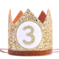 WAHAWU Baby Crown for 3rd Birthday - Glitter Crown Hat, Handmade Party Headwear for Toddlers