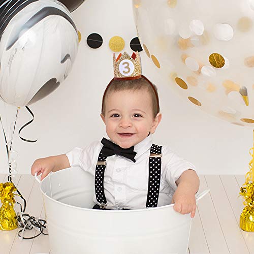 WAHAWU Baby Crown for 3rd Birthday - Glitter Crown Hat, Handmade Party Headwear for Toddlers