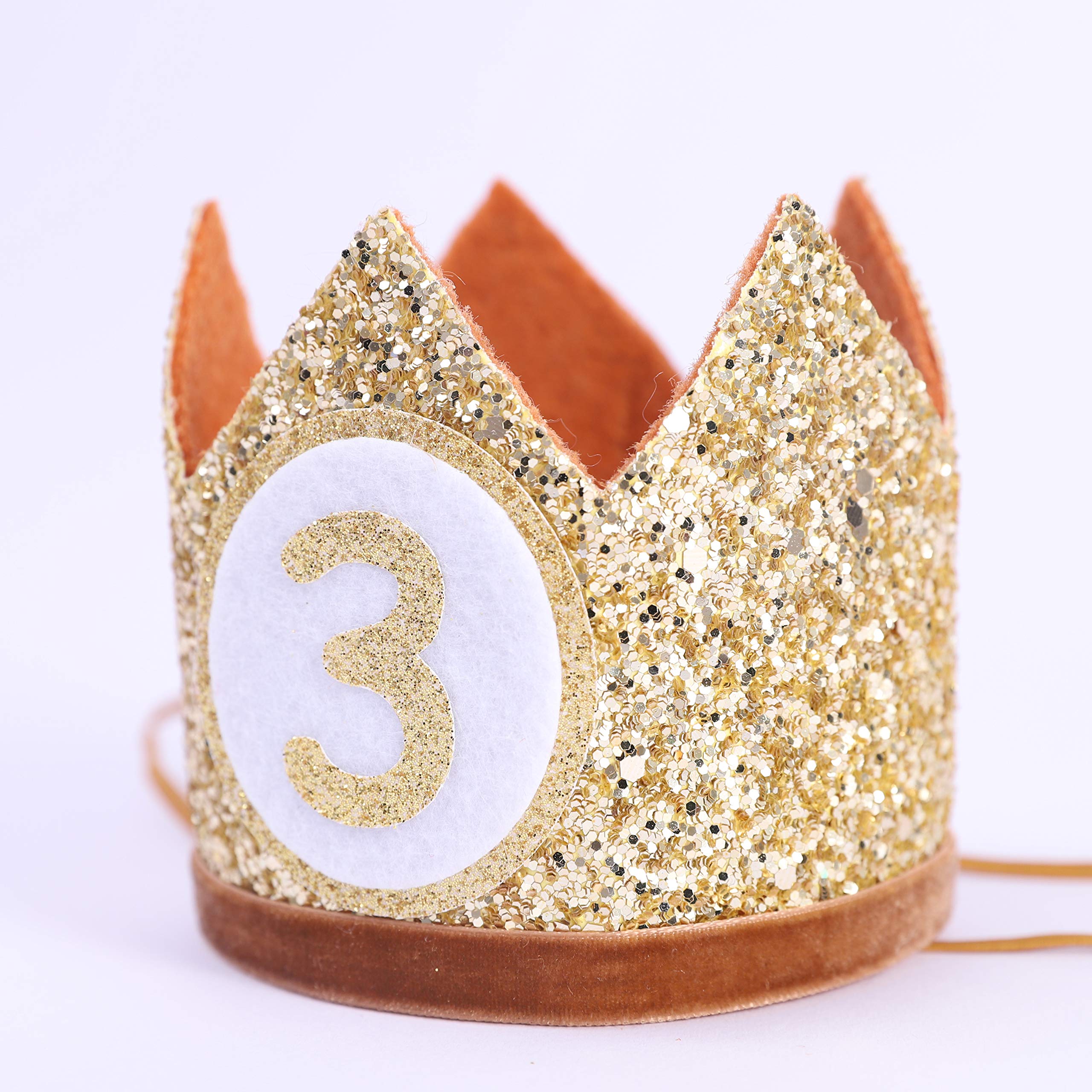 WAHAWU Baby Crown for 3rd Birthday - Glitter Crown Hat, Handmade Party Headwear for Toddlers