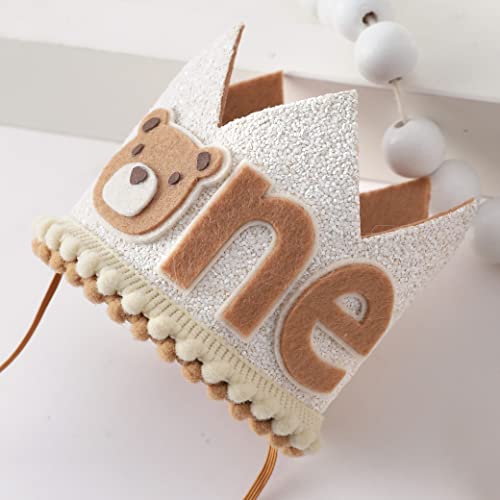 WAHAWU Little Bear Wild One First Birthday Crown Hat – Neutral Baby Headwear for Boys & Girls