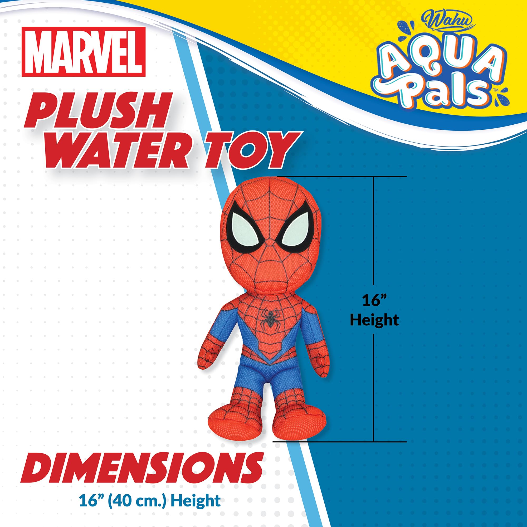 WAHU Aqua Pals Spider-Man Water-Ready Plush Toy – 16-Inch Washable Pool & Bath Friend for Kids 2+
