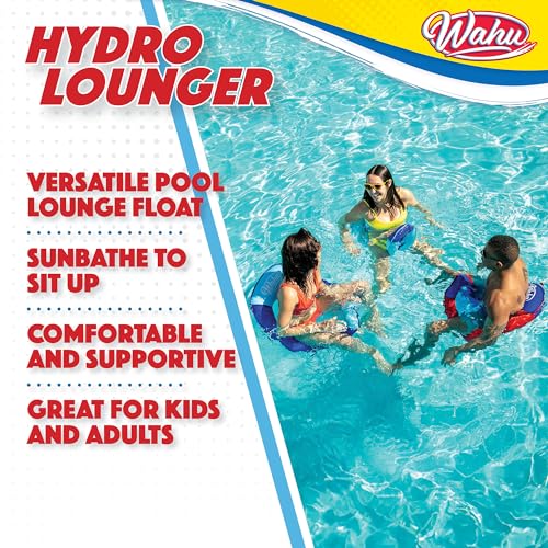 WAHU Hydro Lounger Inflatable Pool Float for Sunbathing, Sit-Up Design, Blue/Light Blue, Supports 250 lbs