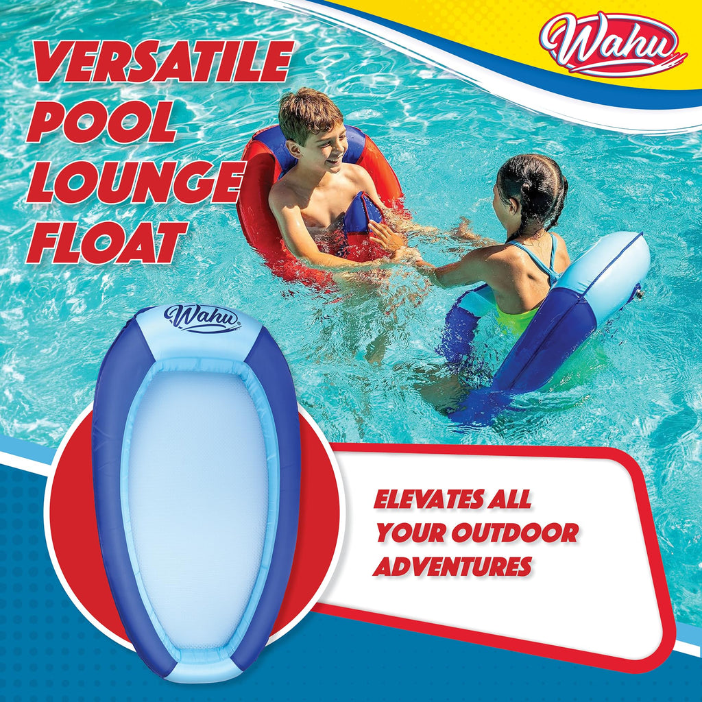 WAHU Hydro Lounger Inflatable Pool Float for Sunbathing, Sit-Up Design, Blue/Light Blue, Supports 250 lbs