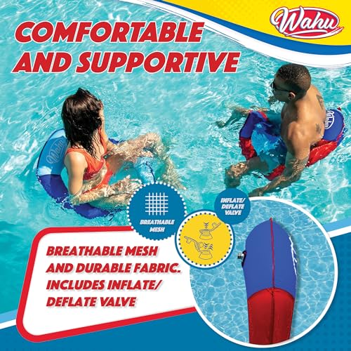 Wahu Hydro Lounger Red/Blue Inflatable Pool Float for Sunbathing and Sitting Up