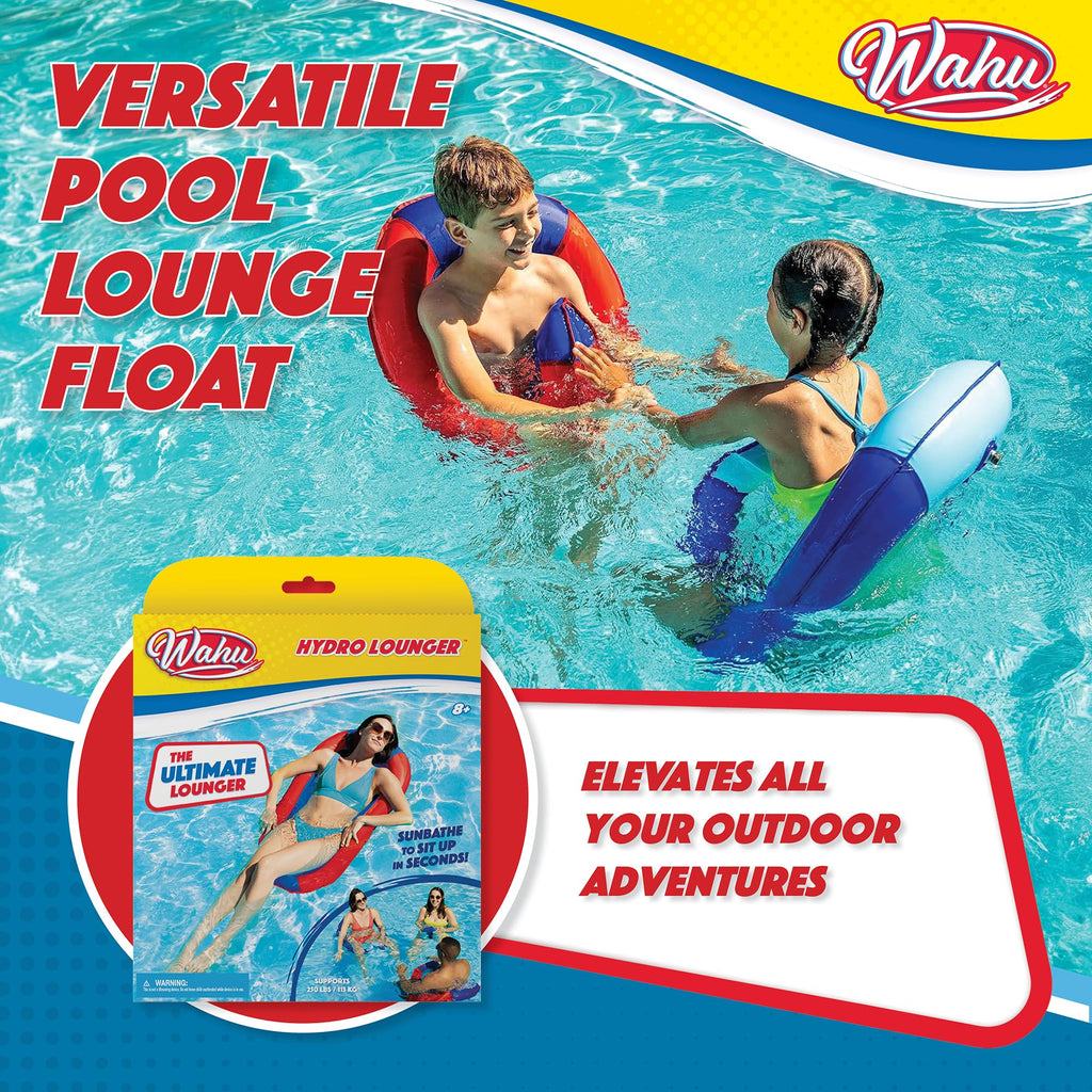 Wahu Hydro Lounger Red/Blue Inflatable Pool Float for Sunbathing and Sitting Up