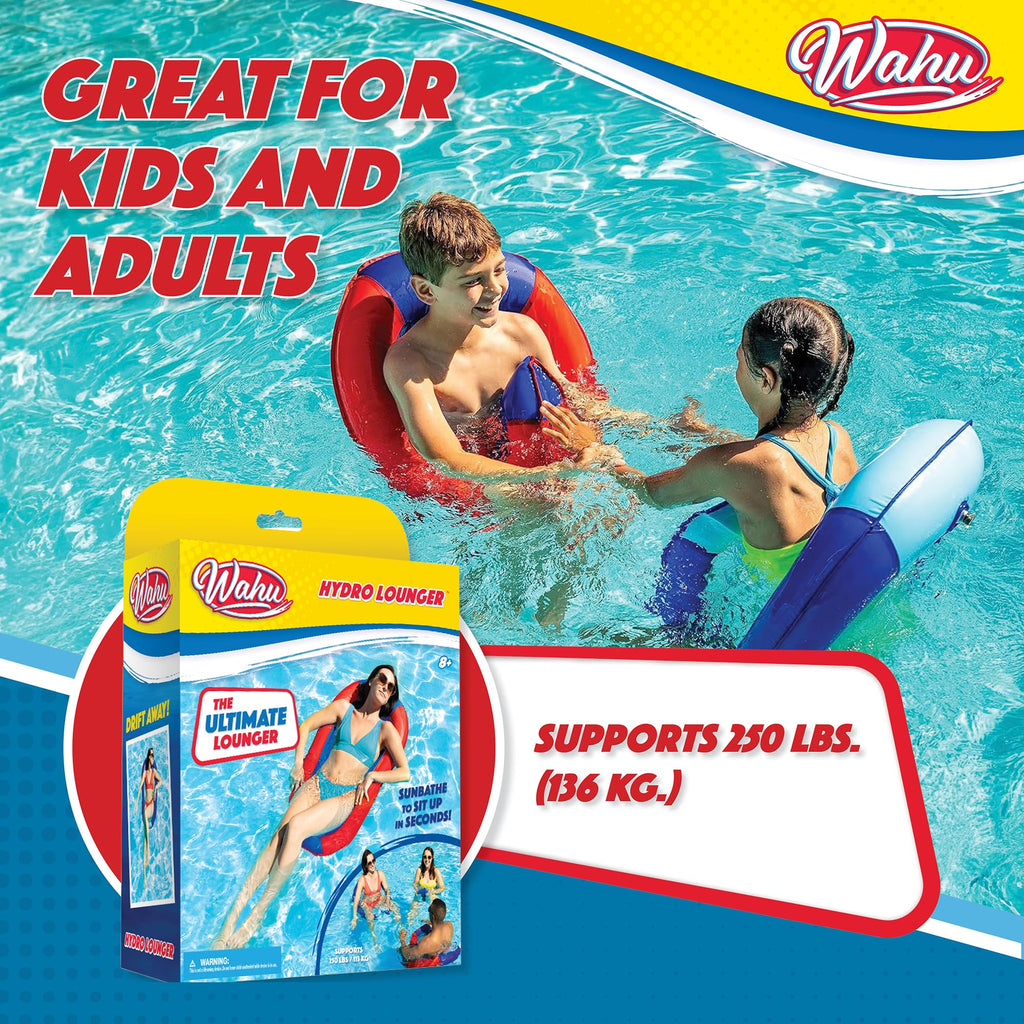 Wahu Hydro Lounger Red/Blue Inflatable Pool Float for Sunbathing and Sitting Up