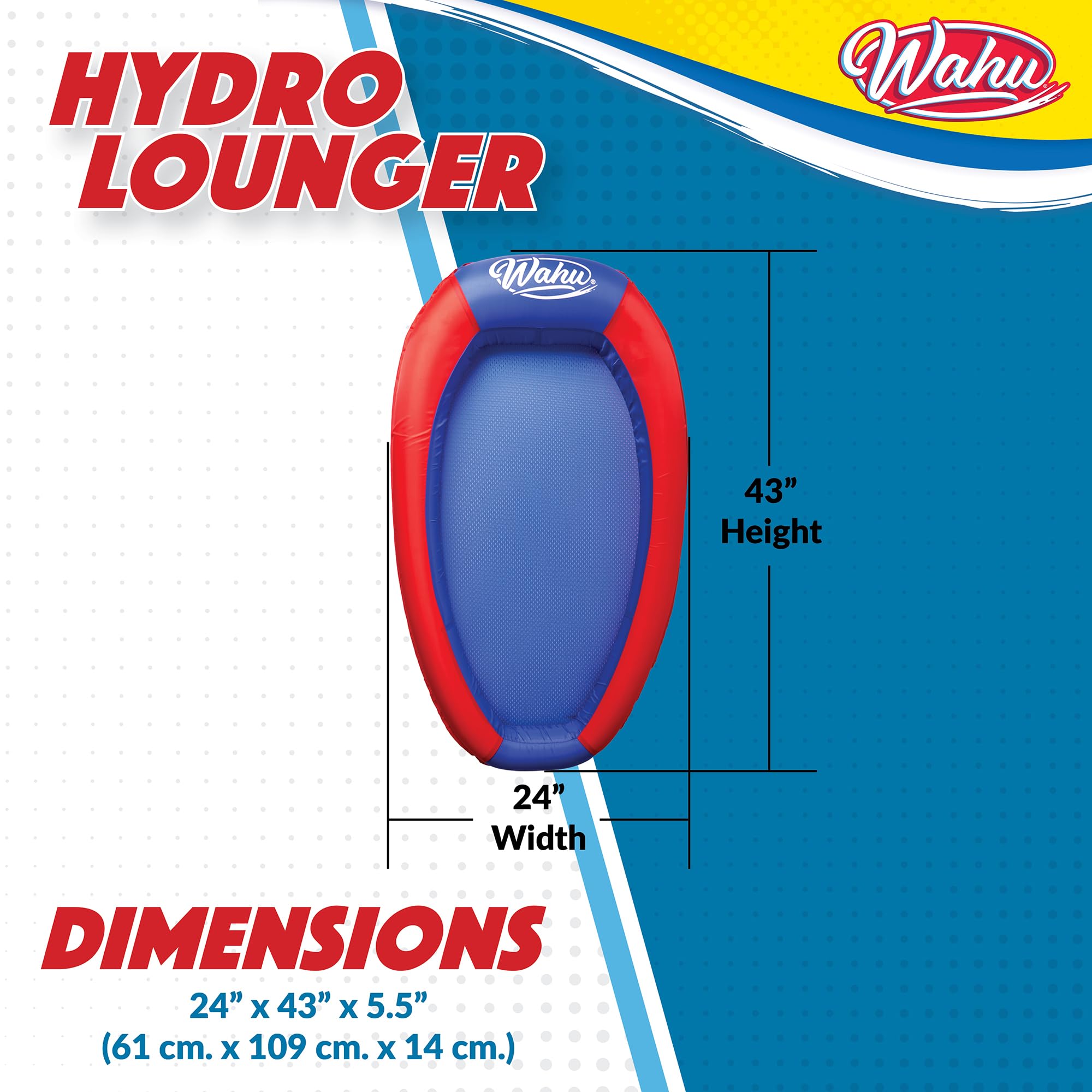 Wahu Hydro Lounger Red/Blue Inflatable Pool Float for Sunbathing and Sitting Up