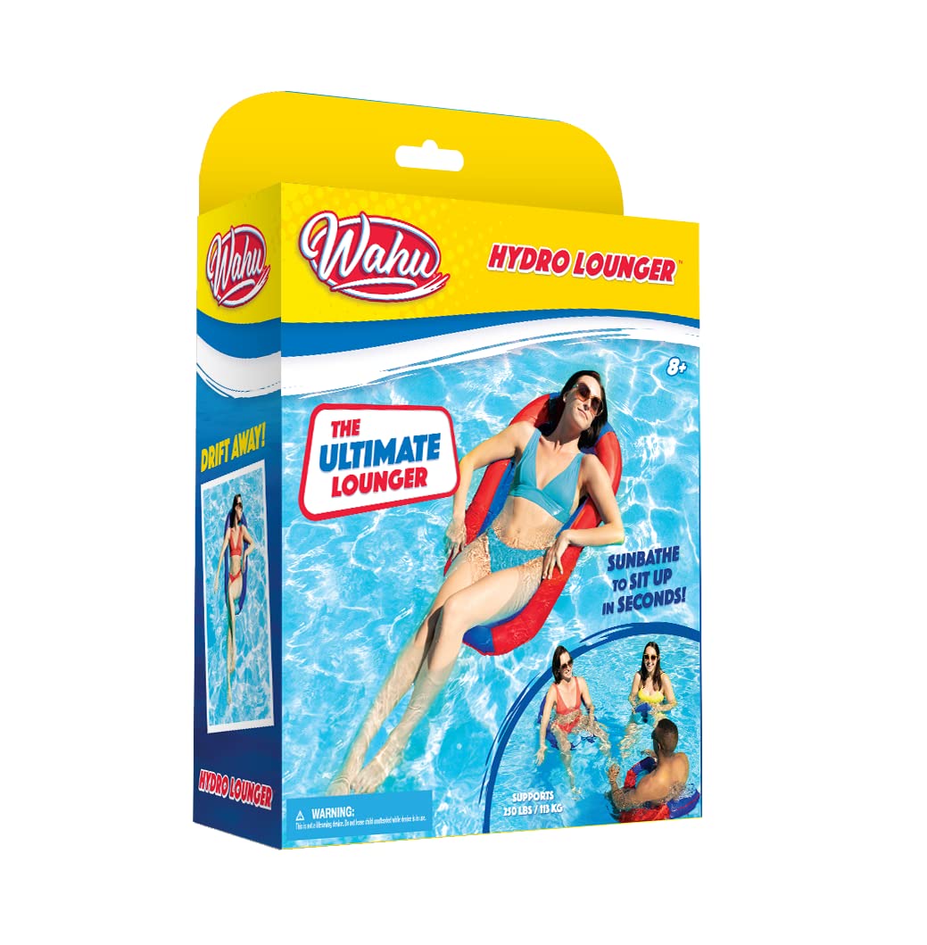 Wahu Hydro Lounger Red/Blue Inflatable Pool Float for Sunbathing and Sitting Up