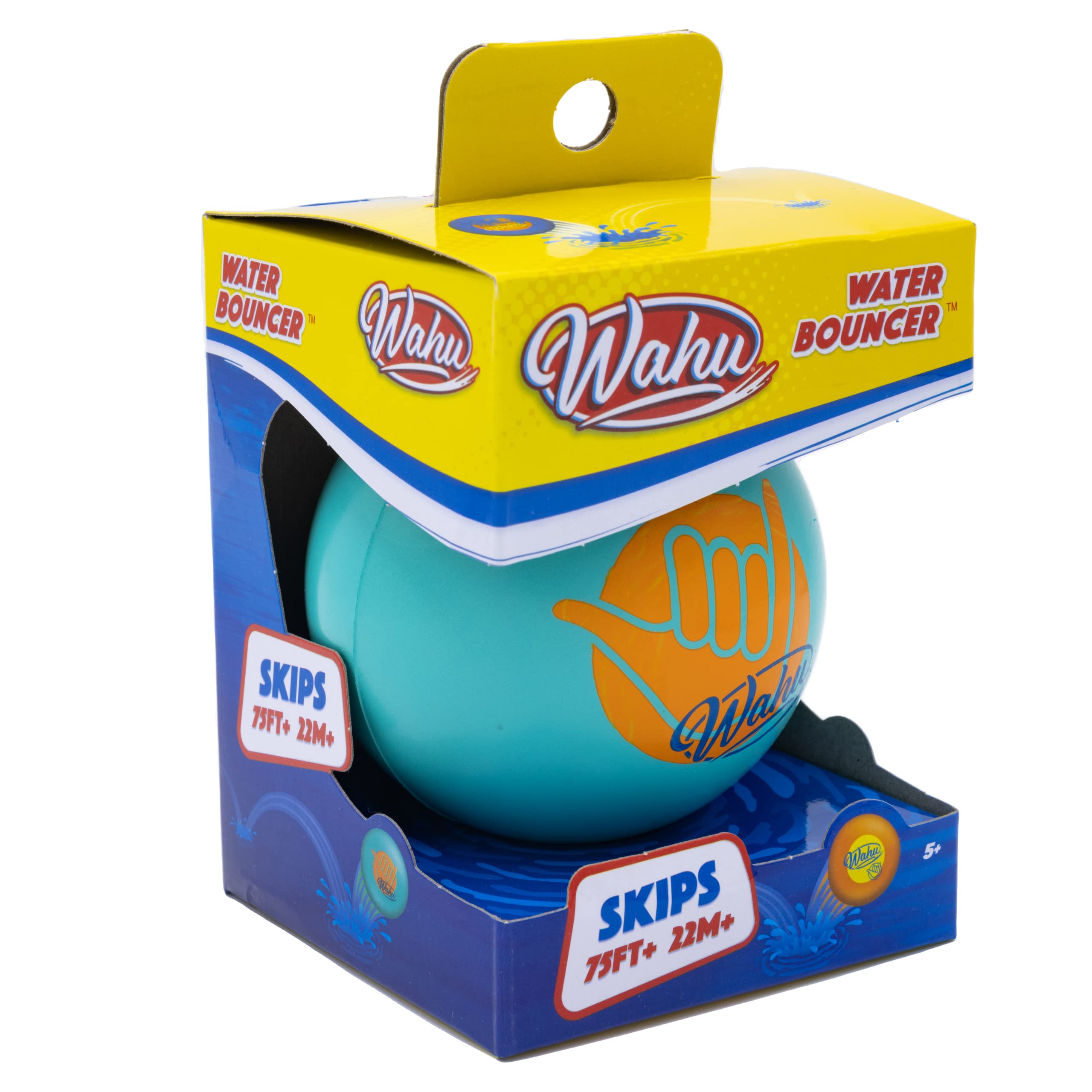 Wahu Water Bouncer 3.5" Teal Foam Skipping Ball – Skips Over 75 Feet on Water