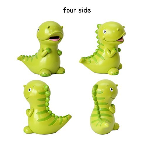 WAIT FLY Green Dinosaur Resin Piggy Bank – 7.5 Inch Coin Bank for Kids, Christmas & Birthday Gifts