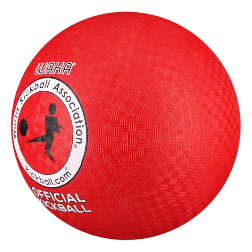 WAKA Official Kickball for Youth – 8.5 Inch Red Rubber Ball for Playground and League Play
