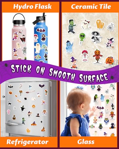 Walenced Reusable Halloween Sticker Book for Toddlers: 72 Waterproof PVC Stickers with Portable Handle