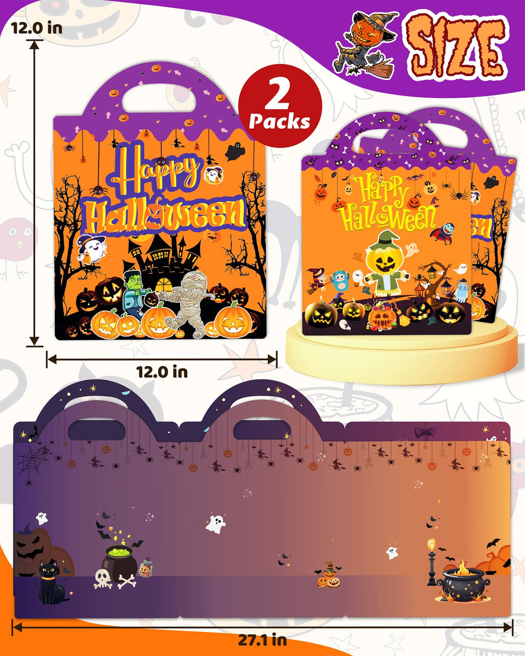 Walenced Reusable Halloween Sticker Book for Toddlers: 72 Waterproof PVC Stickers with Portable Handle