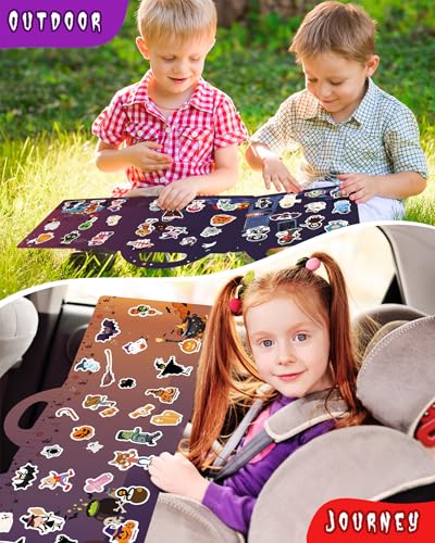 Walenced Reusable Halloween Sticker Book for Toddlers: 72 Waterproof PVC Stickers with Portable Handle