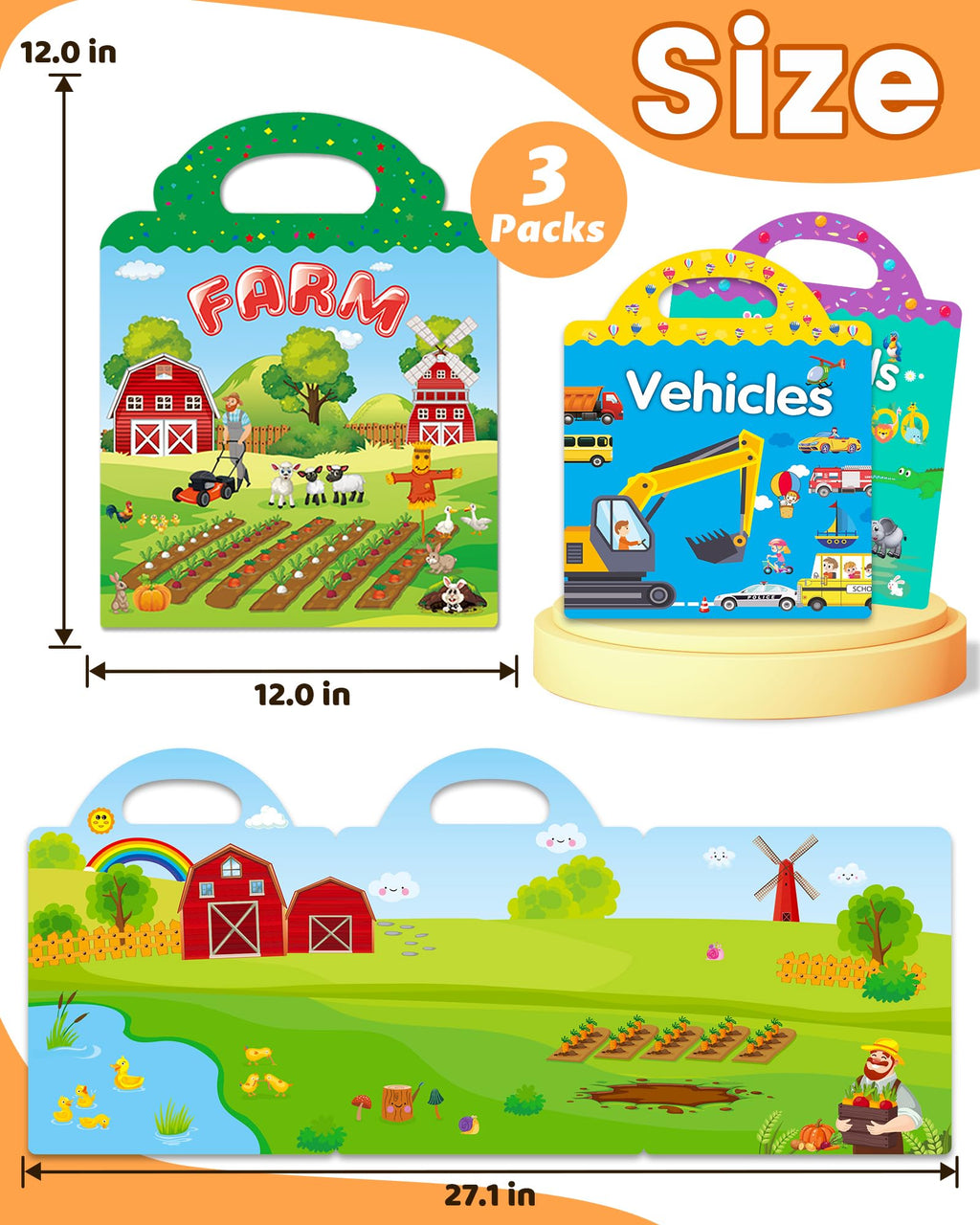Walenced Reusable Sticker Book for Toddlers – 111-Piece Travel Toy with 3 Themes, Screen-Free Fun