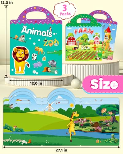 Walenced Reusable Sticker Book for Toddlers – 115 Pieces, 3 Themes, Portable