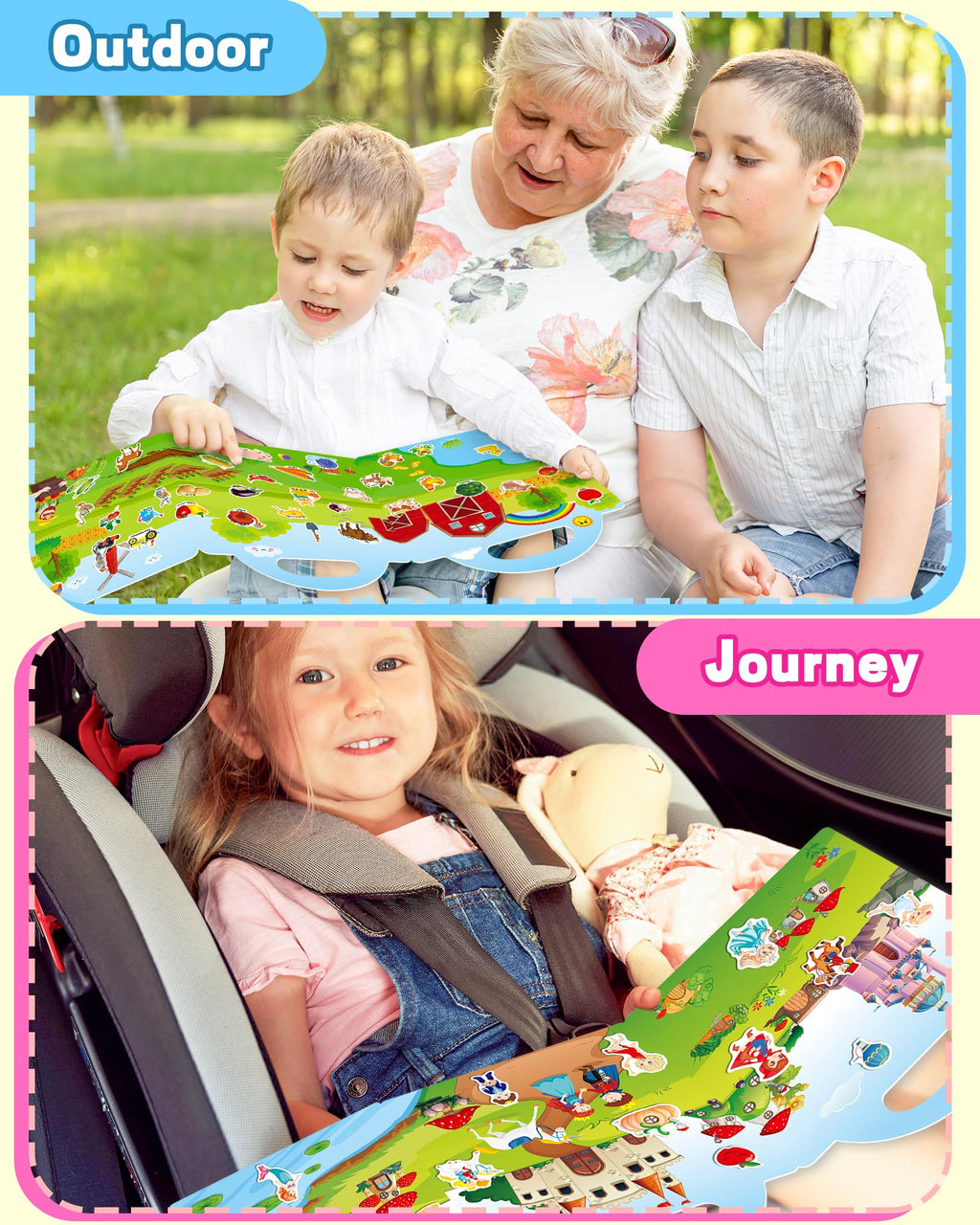 Walenced Reusable Sticker Book for Toddlers – 115 Pieces, 3 Themes, Portable
