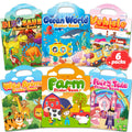 Walenced Reusable Sticker Book for Toddlers – 6 Themes of Waterproof PVC Stickers with Carry Handle