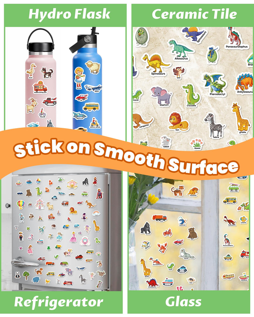 Walenced Reusable Sticker Book for Toddlers – 6 Themes of Waterproof PVC Stickers with Carry Handle