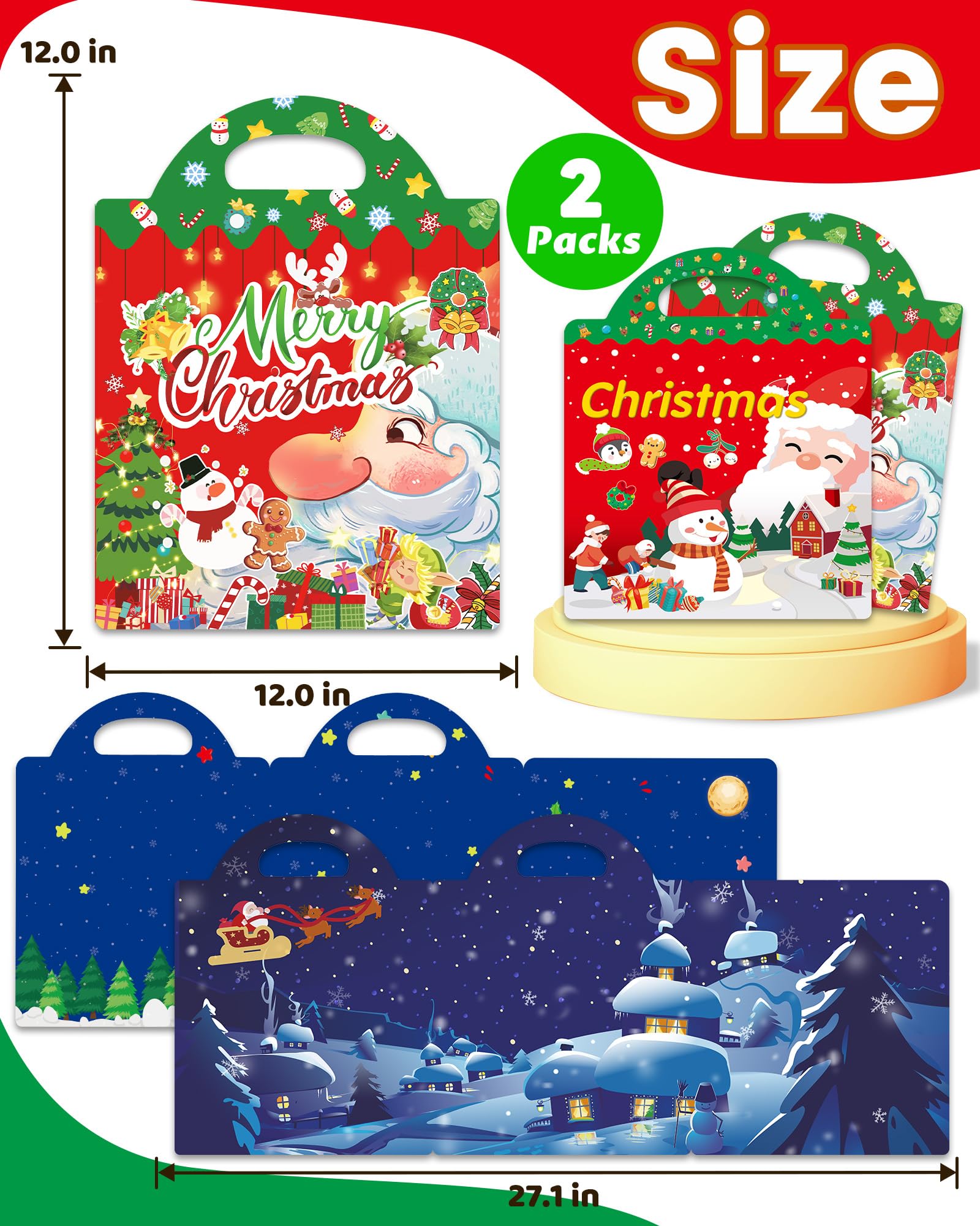 Walenced Reusable Sticker Book for Toddlers – 72 Christmas Stickers, Portable Travel Toy