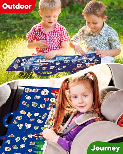 Walenced Reusable Sticker Book for Toddlers – 72 Christmas Stickers, Portable Travel Toy