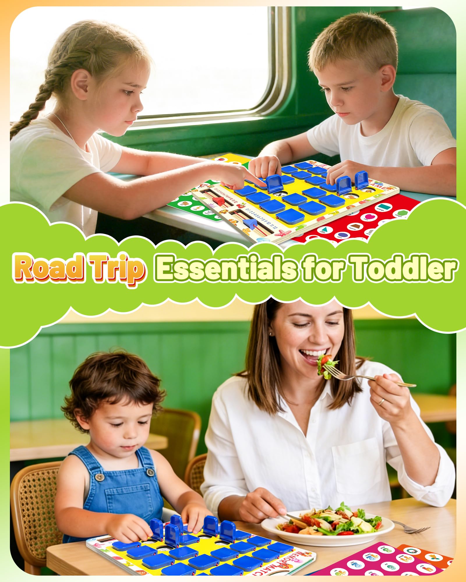 Walenty Matching Memory Game for Kids Ages 3-8 – 12 Themes, Wooden Board, Travel-Friendly Educational Toy