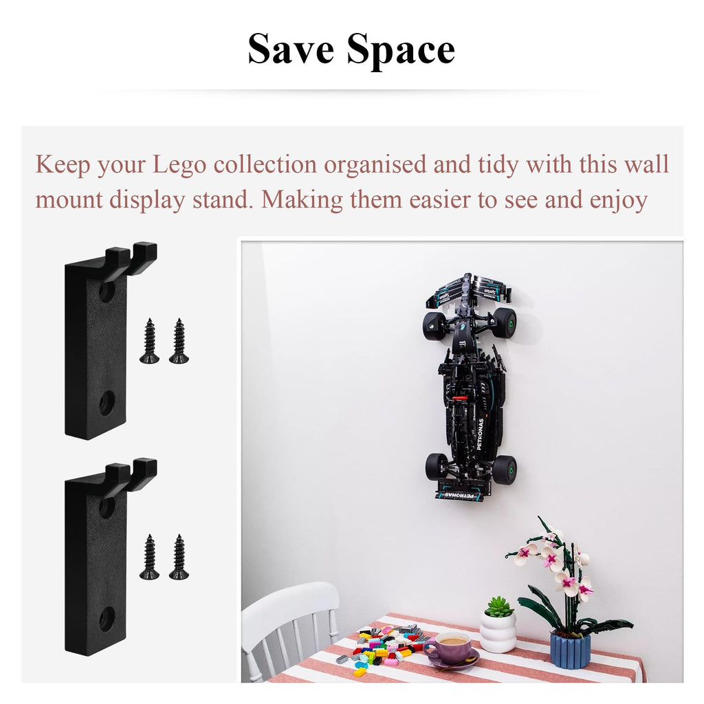 Wall Mount Hook Set for LEGO 42171 Mercedes-AMG F1 W14 – 8 Pack Display Holder