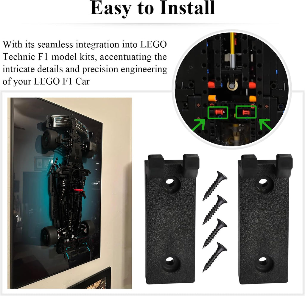 Wall Mount Hook Set for LEGO 42171 Mercedes-AMG F1 W14 – 8 Pack Display Holder