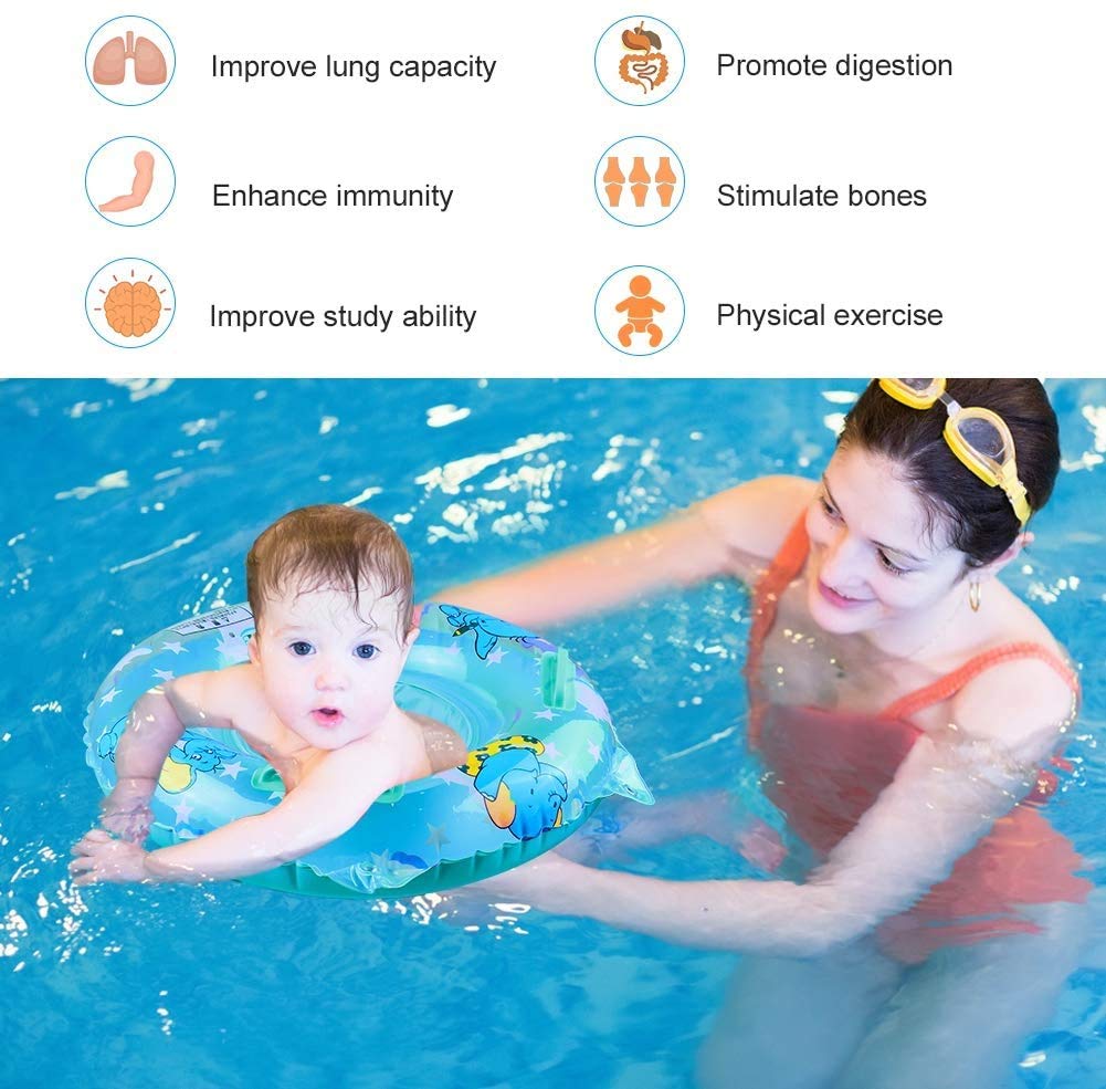 Walsai Blue Baby Swimming Float - Inflatable Ring with Seat for Toddlers 6-16 kg