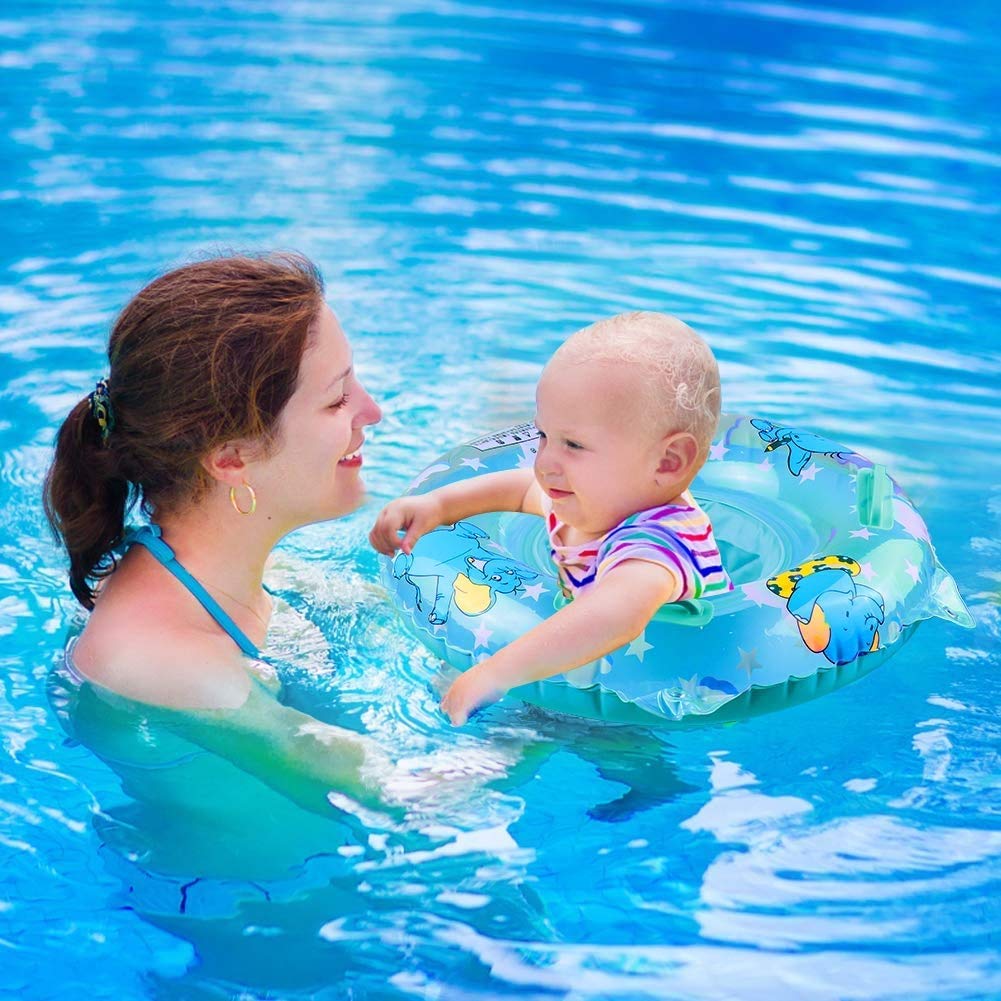 Walsai Blue Baby Swimming Float - Inflatable Ring with Seat for Toddlers 6-16 kg