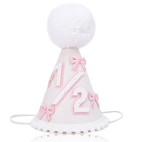 WAOUH Half Birthday Crown – Pale Gold Glitter & Royal Blue Felt Hat for 6-Month Baby, Mini Photo Prop