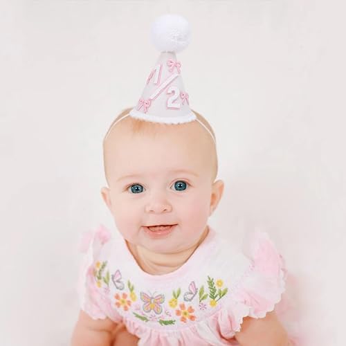 WAOUH Half Birthday Crown – Pale Gold Glitter & Royal Blue Felt Hat for 6-Month Baby, Mini Photo Prop