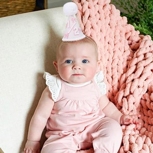 WAOUH Half Birthday Crown – Pale Gold Glitter & Royal Blue Felt Hat for 6-Month Baby, Mini Photo Prop