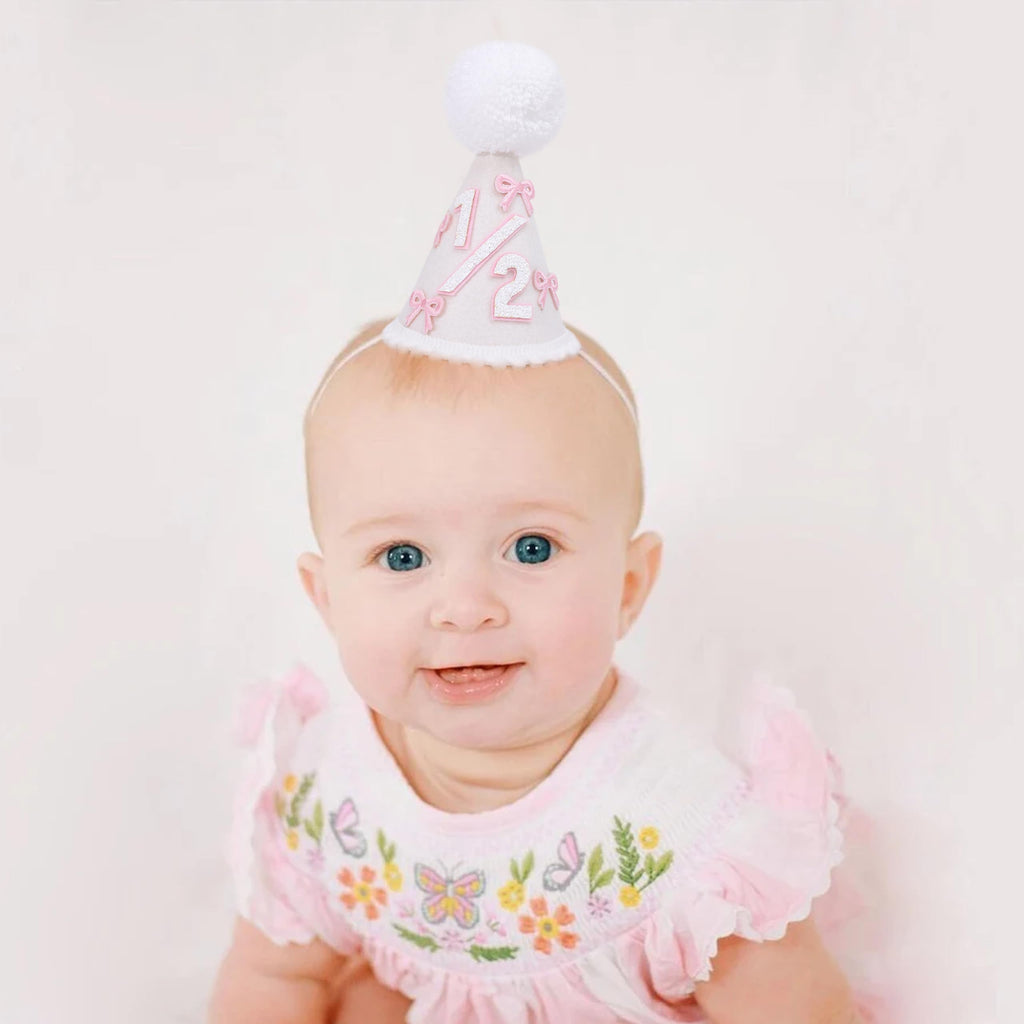 WAOUH Half Birthday Crown – Pale Gold Glitter & Royal Blue Felt Hat for 6-Month Baby, Mini Photo Prop