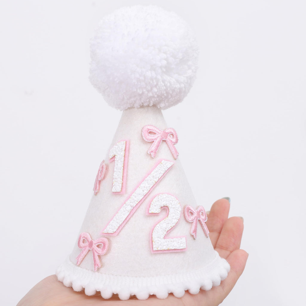 WAOUH Half Birthday Crown – Pale Gold Glitter & Royal Blue Felt Hat for 6-Month Baby, Mini Photo Prop