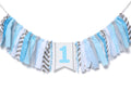 WAOUH Light Blue 1st Birthday High Chair Banner – Handmade Linen & Flax Garland for First Birthday Party Decor