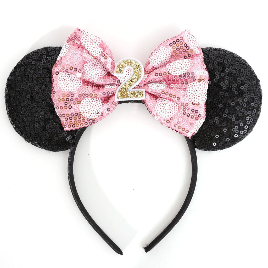 WAOUH Mouse Ears Headband with Mini Hat – 2nd Birthday Party Decorations for Girls
