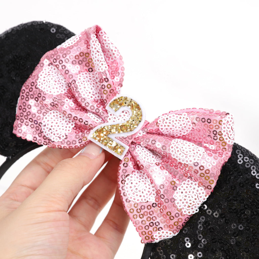 WAOUH Mouse Ears Headband with Mini Hat – 2nd Birthday Party Decorations for Girls