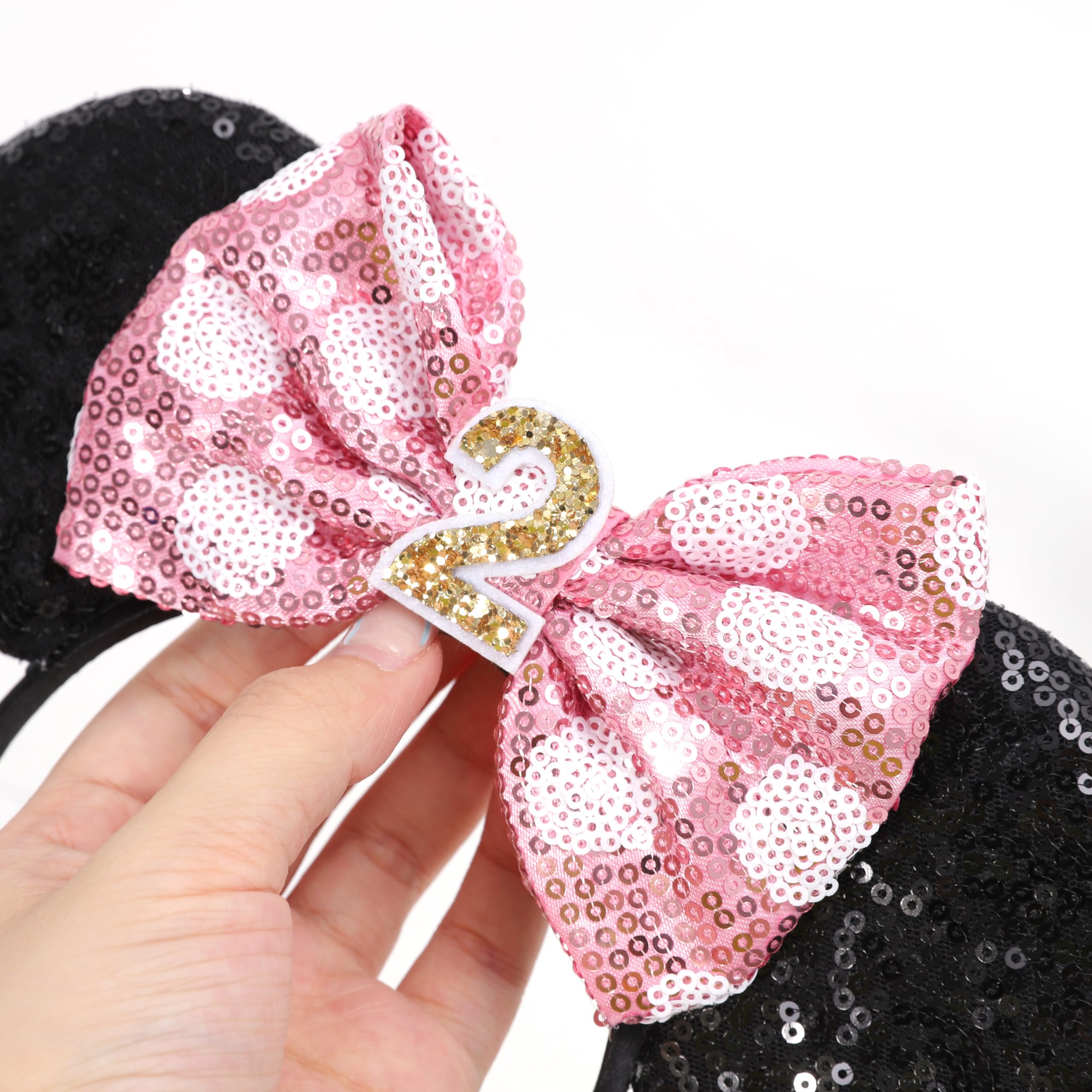 WAOUH Mouse Ears Headband with Mini Hat – 2nd Birthday Party Decorations for Girls