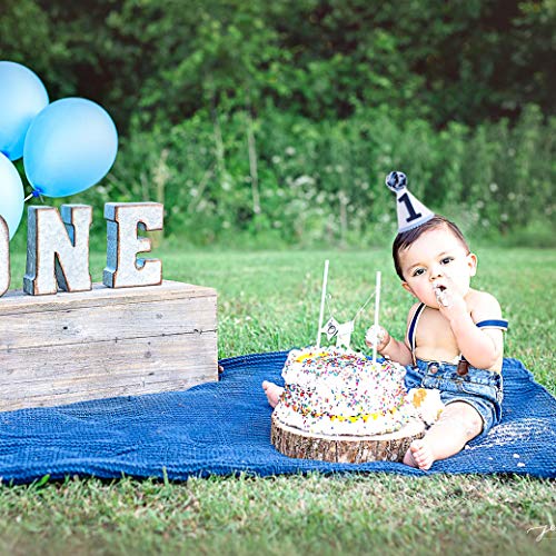 WAOUH Navy Blue Felt Cone Hat for Boy's 1st Birthday – Mini Crown Photo Prop with Elastic Band