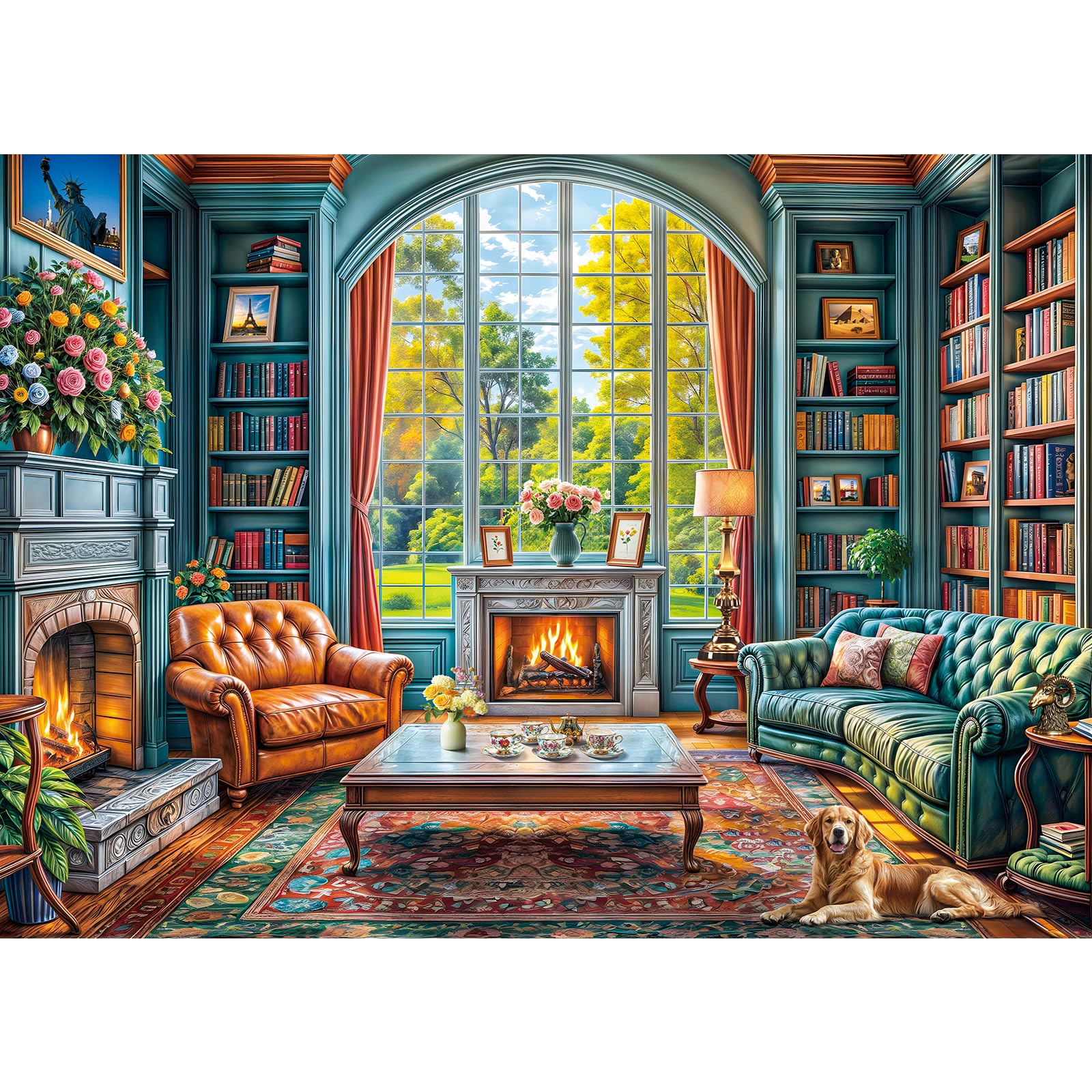 Warm Study Room 1000 Piece Jigsaw Puzzle for Adults – Cozy Library Scene