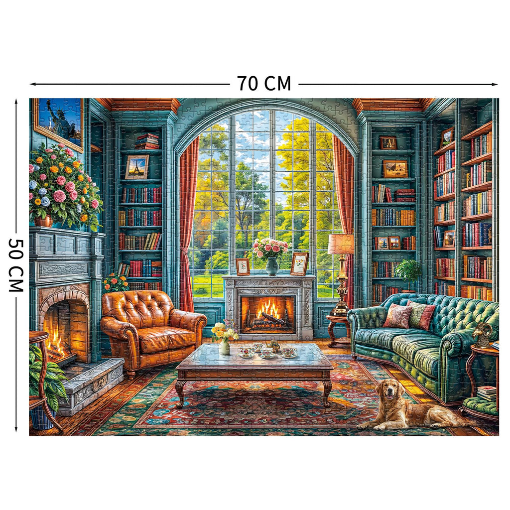 Warm Study Room 1000 Piece Jigsaw Puzzle for Adults – Cozy Library Scene