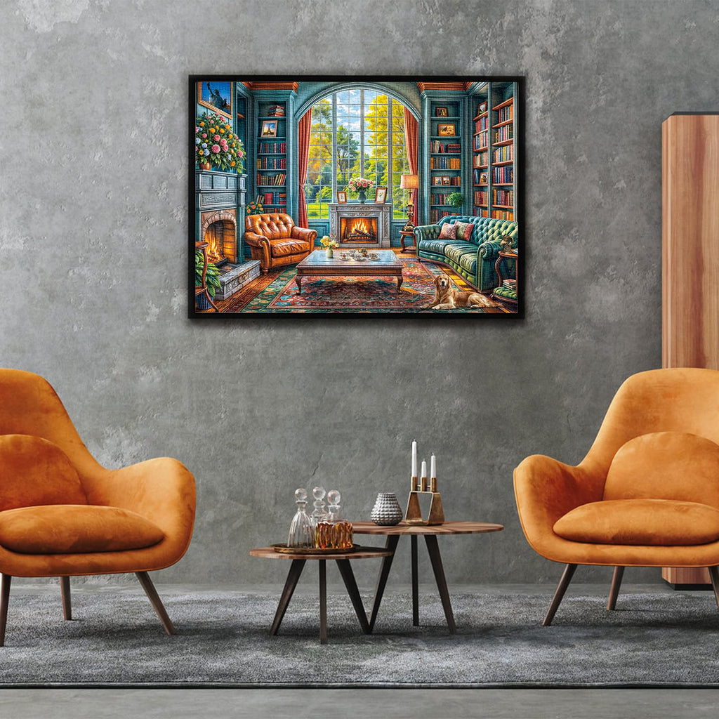 Warm Study Room 1000 Piece Jigsaw Puzzle for Adults – Cozy Library Scene