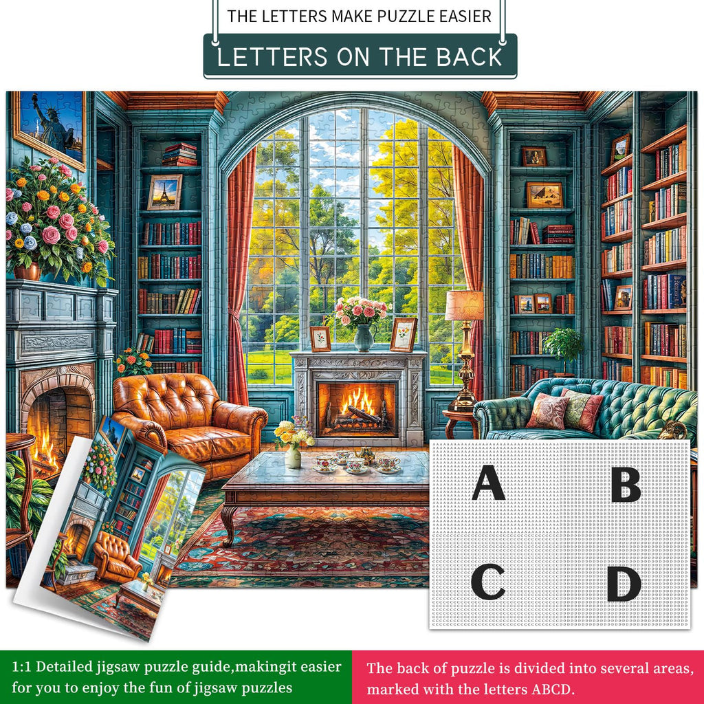 Warm Study Room 1000 Piece Jigsaw Puzzle for Adults – Cozy Library Scene